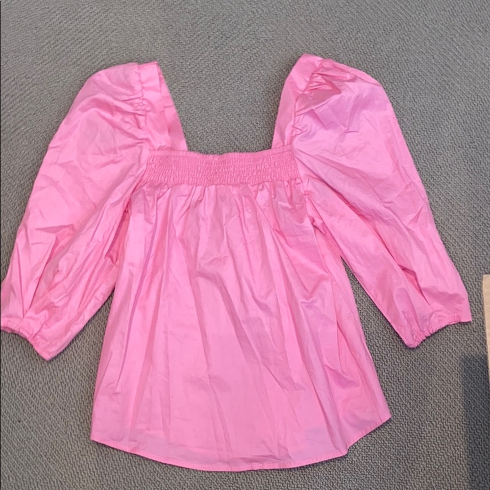pink h&m puffy sleeve blouse